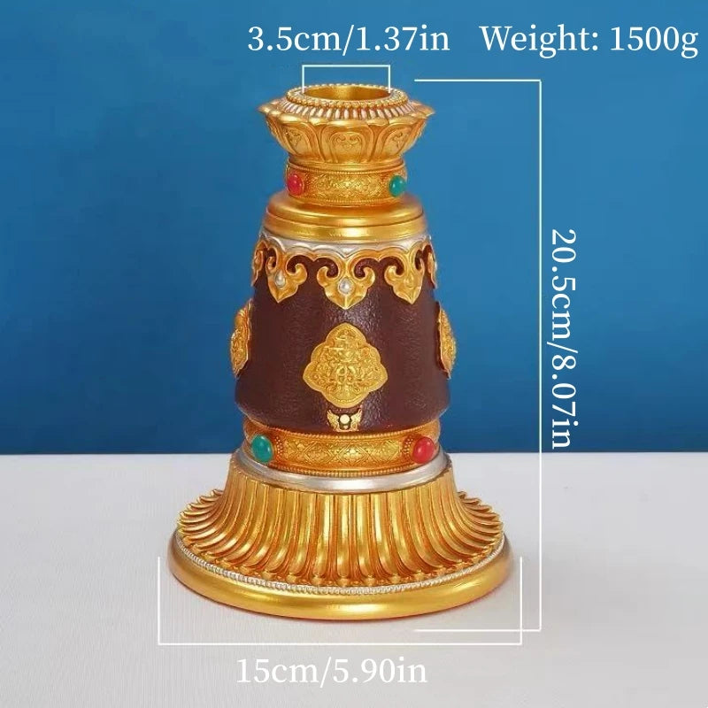 Tibetan-Style Hand-Cranked Prayer Wheel Base Prayer Wheel Base Resin Eight Auspicious Symbols Large Prayer Wheel Base Ornament