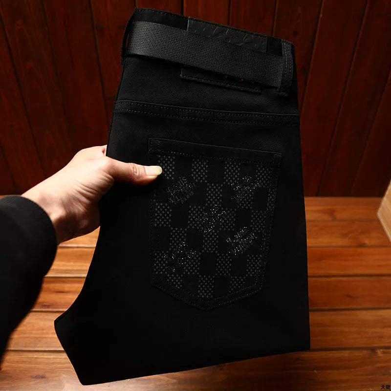 High-End Luxury Summer Thin black, Jeans Slim Straight