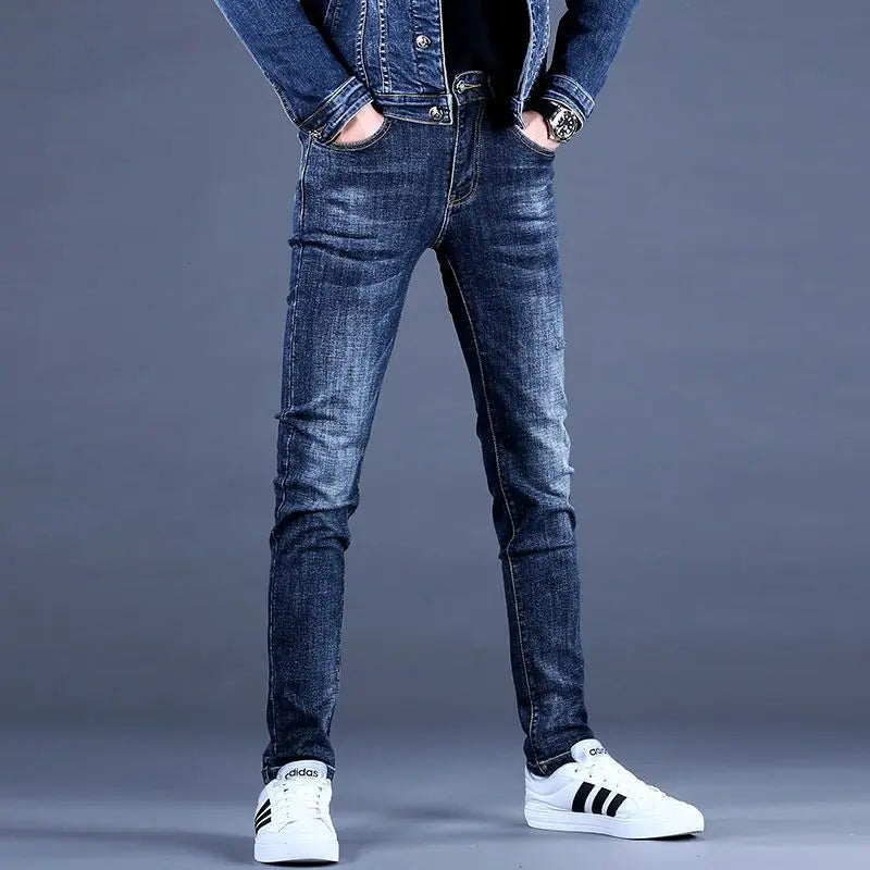Luxury Brand Men's with Denim Suit Men's 2025 New Autumn and Winter High-end Trendy Casual Jacket Top Versatile Jeans Jacket Set