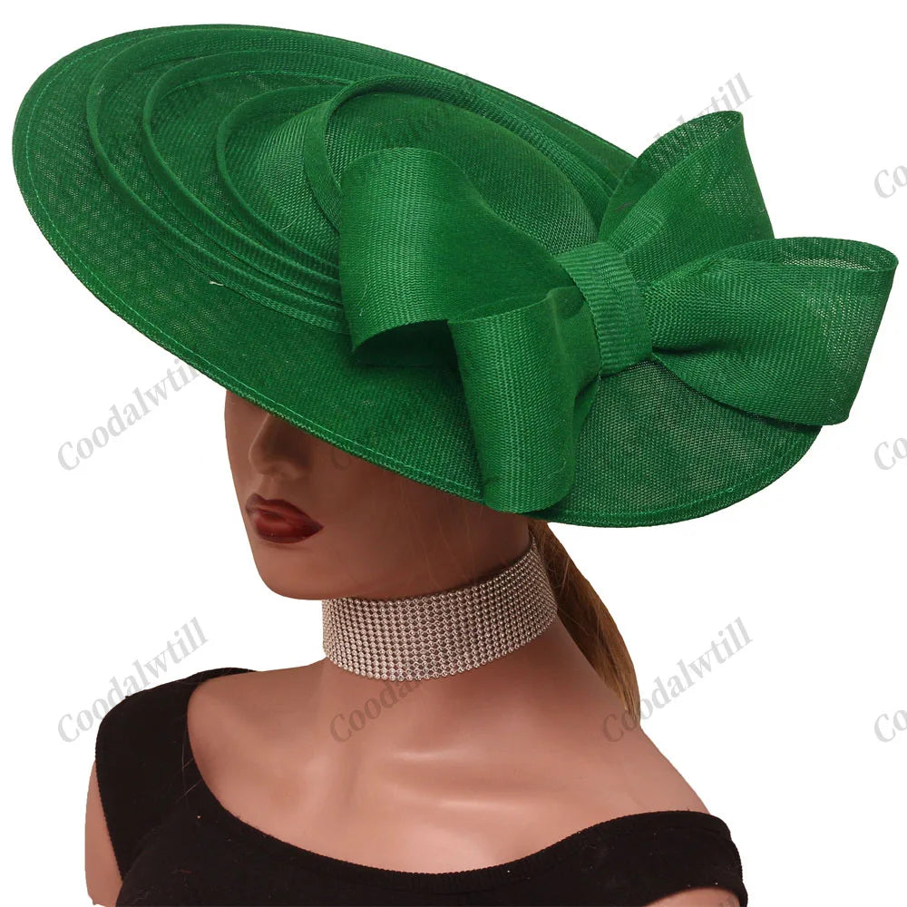 Cherub Church/Wedding %Derby Big Fascinator Hat Women Party Veils Headpeice With Bow New Fashion Lady Royal Ascot Large Cap Headband