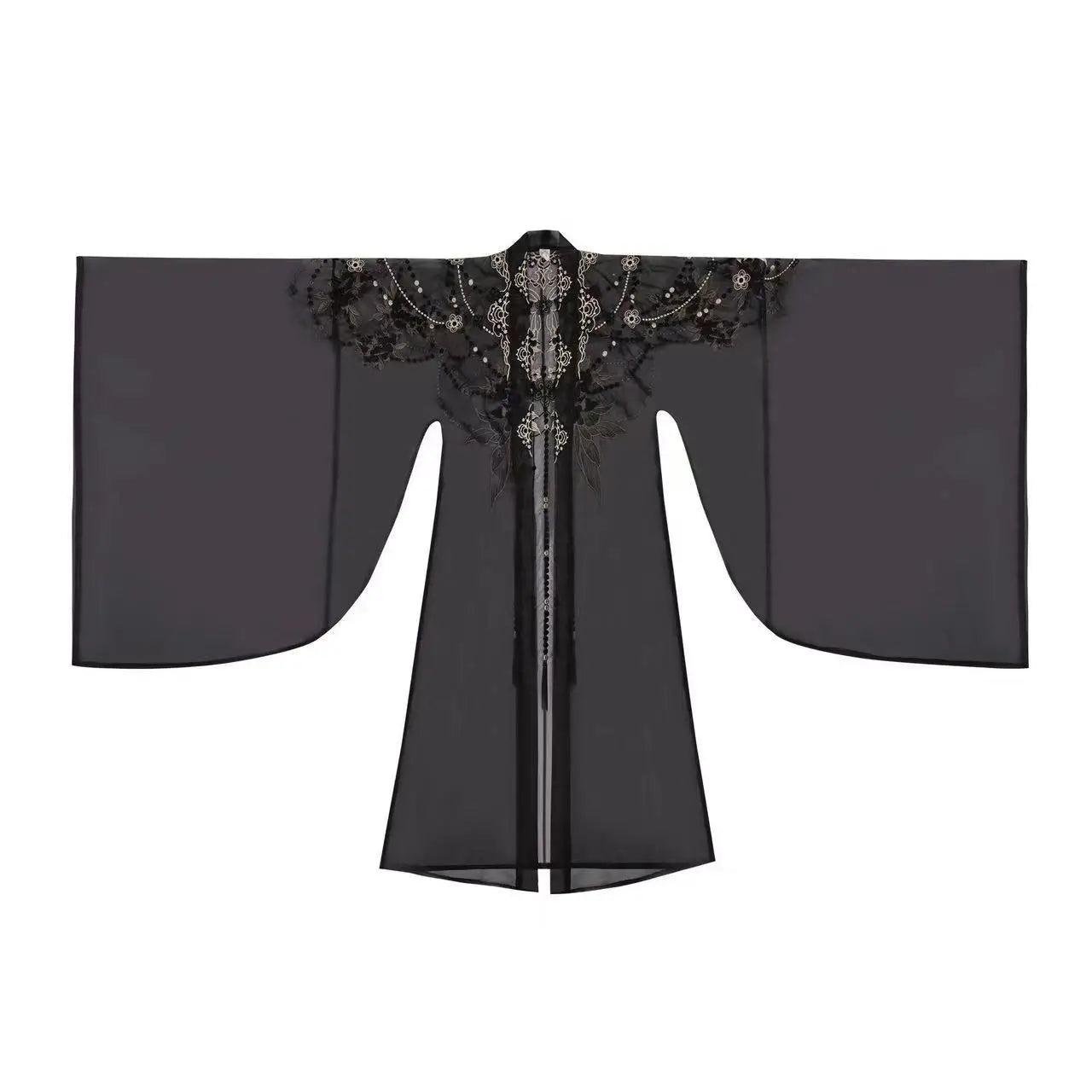 Tang Dynasty Black Mesh Hanfu Traditional Heavy Industry Embroidery Stage Show Costume Palace Style Princess Cosplay Suits