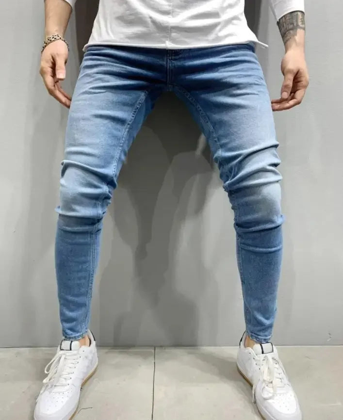 Ripped Jeans Men Stretch Skinny Grey Blue Black Hip Hop Denim Trousers Urban wear Casual Slim Fit Jeans for Men Jogging jean