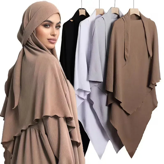 Elegant Long Muslim Head Women's Islamic Hijab Prayer Headscarf Woman Ready To Wear Abaya Hijab For Daily