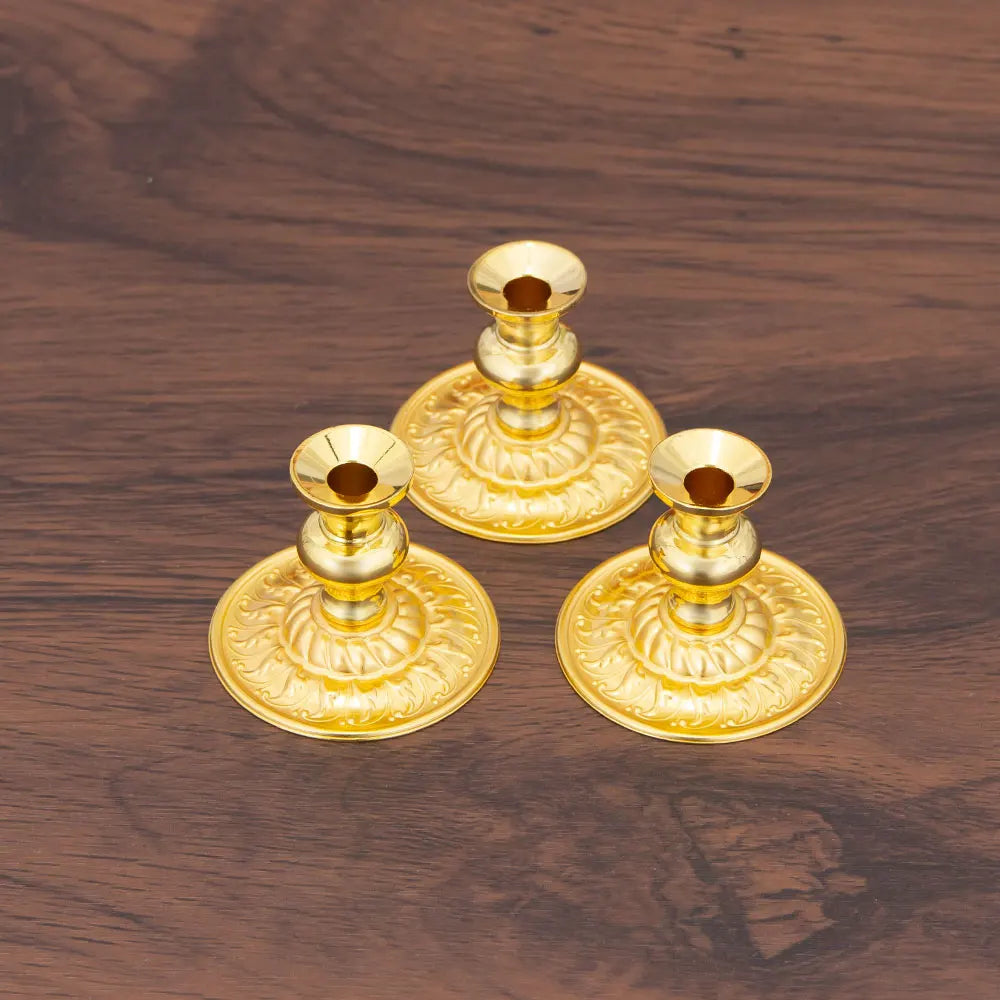 HTISOK Mini 5cm Gold Orthodox Christian Candle Holder Home Altar Decor, Religious Gift, Easter Ceremonial Accessory