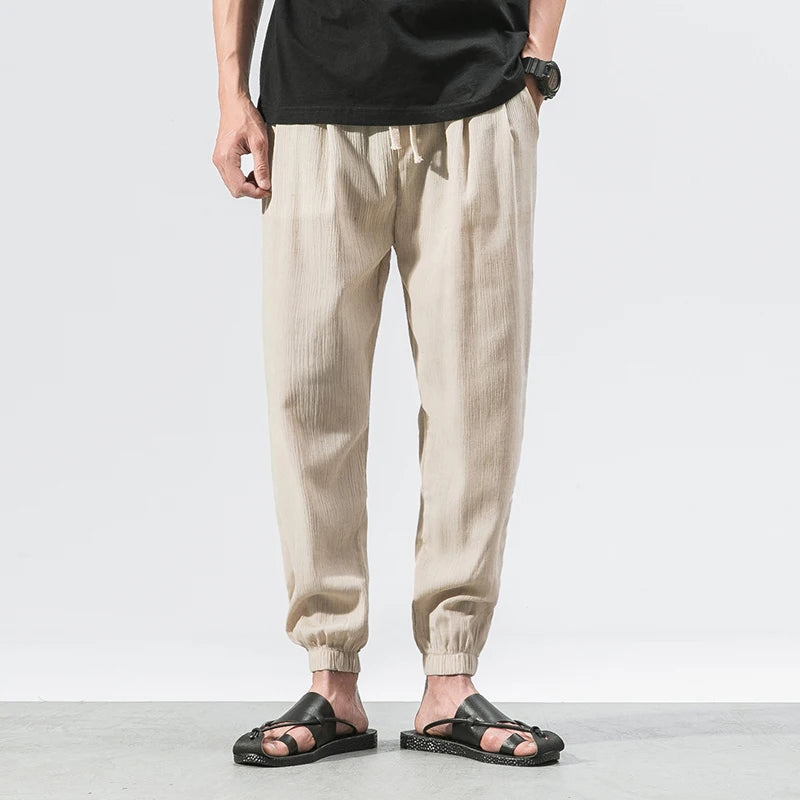 Cherub Cotton Linen Casual Harem Pants Joggers Man Summer Trousers