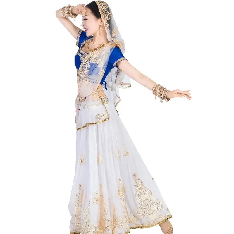 Indian Dress for Women Girl Lehenga Choli Set Tops Blouse Skirt Shawl Embroidery Bollywood Performance Pakistan Nepal Clothing
