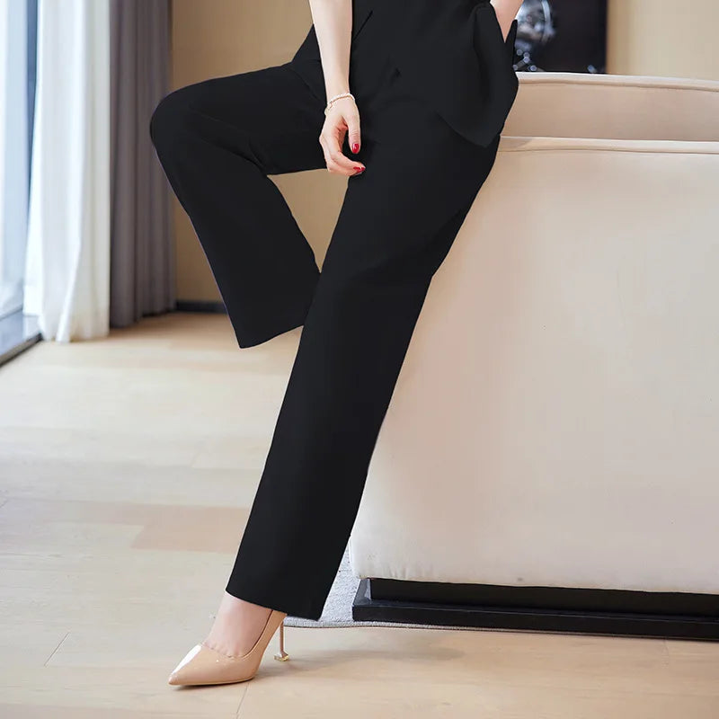 Cherub Summer Loose O-Neck Top Wide Leg Pants Two Piece New Elegant Pullover Pants .Cotton Linen Suit