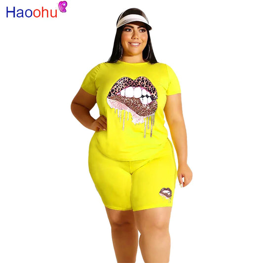 Cherub Women Kiss Two Piece Sets / jogging Tracksuits Short Sleeve Pants Suit Print Casual Outfits Urban Women Clothes
