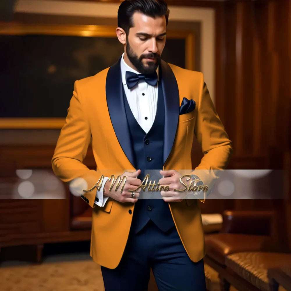 Cherub Men’s White or Multicolor Tuxedo 3pcs Suit for Groom Jacket Vest Pants Formal Wear for Wedding Prom Luxury Dinner Set Custom Gift for Boys