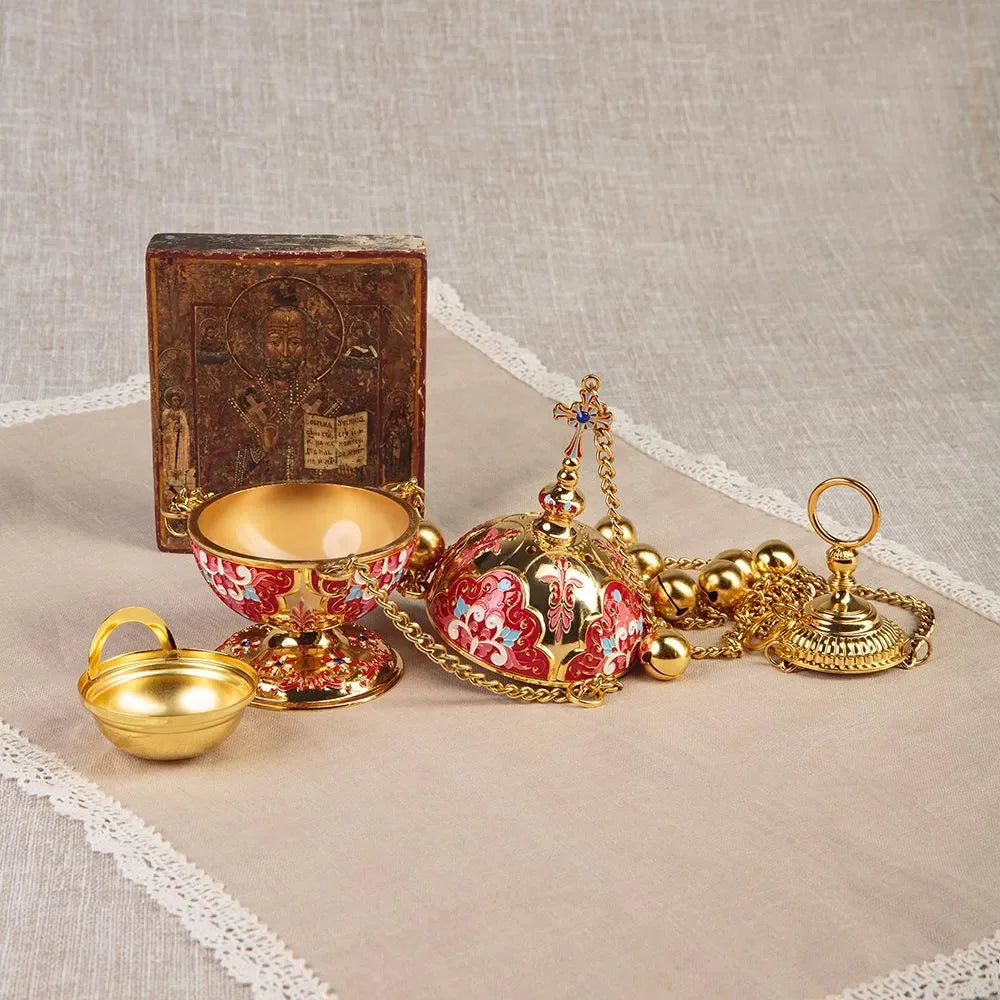 HTISOK Orthodox Incense Burner and Wall Hook Set Religion Gift & Decor Church Incense Burner Supplier Home Censer Decoration