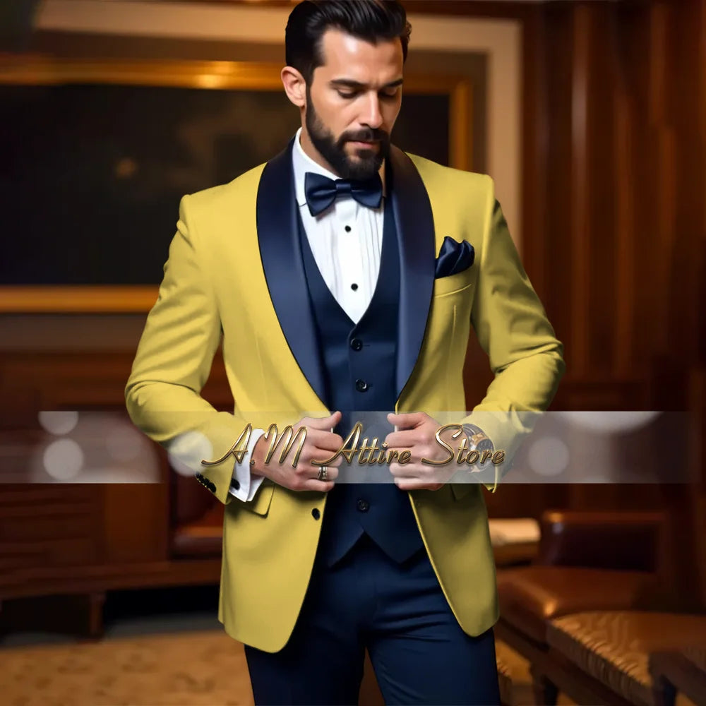 Cherub Men’s White or Multicolor Tuxedo 3pcs Suit for Groom Jacket Vest Pants Formal Wear for Wedding Prom Luxury Dinner Set Custom Gift for Boys