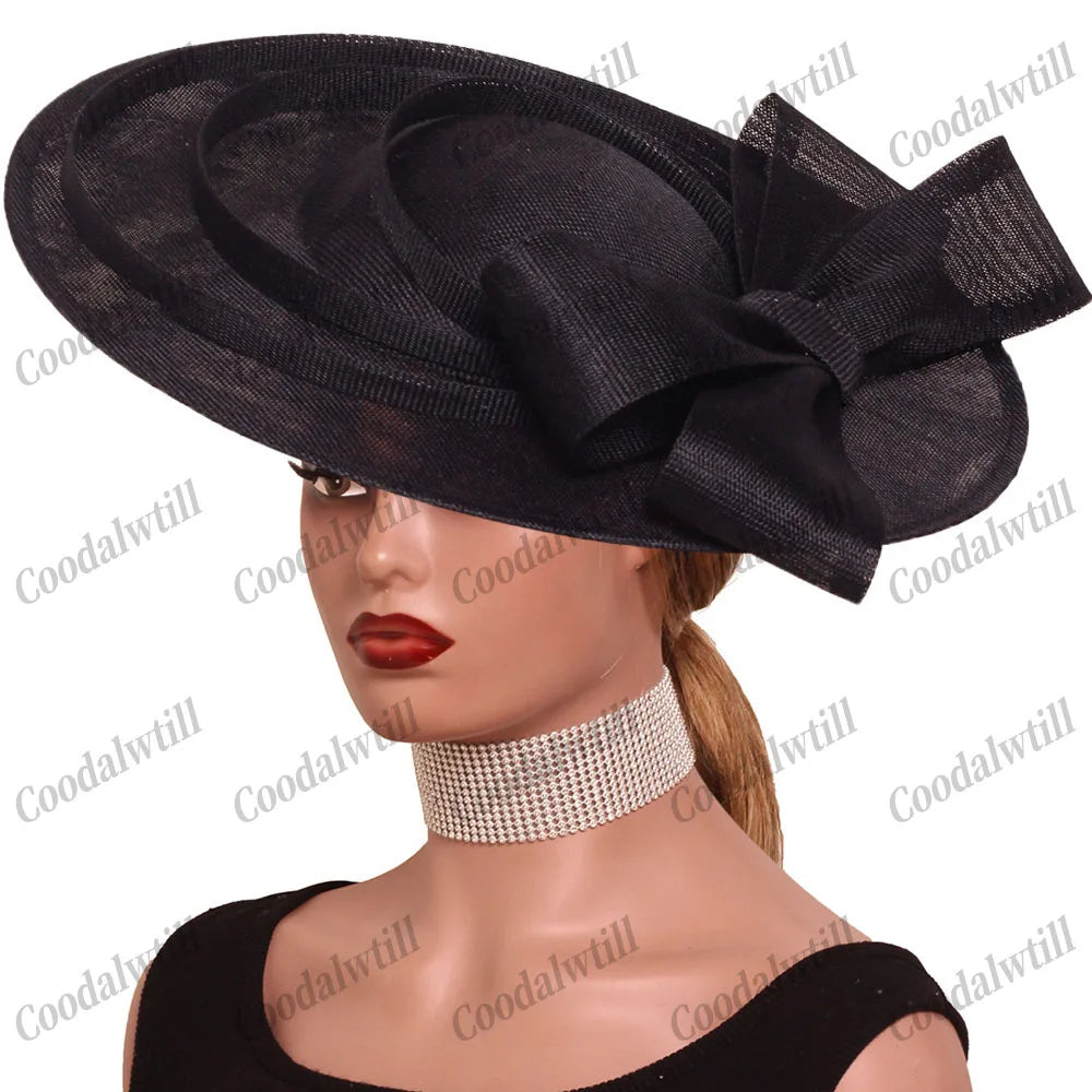 Cherub Church/Wedding %Derby Big Fascinator Hat Women Party Veils Headpeice With Bow New Fashion Lady Royal Ascot Large Cap Headband