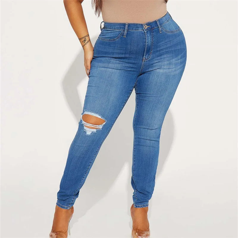 Cherub Fashion Trend one leg slit Pencil Jeans Women Denim Pants. Urban Comfortable anywhere Casual Female Trousers
