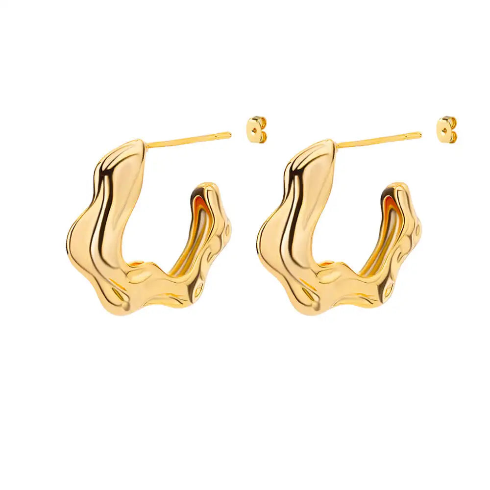 Stainless Steel Shell Earrings For Women Gold Color C-shaped Starfish Butterfly Earring