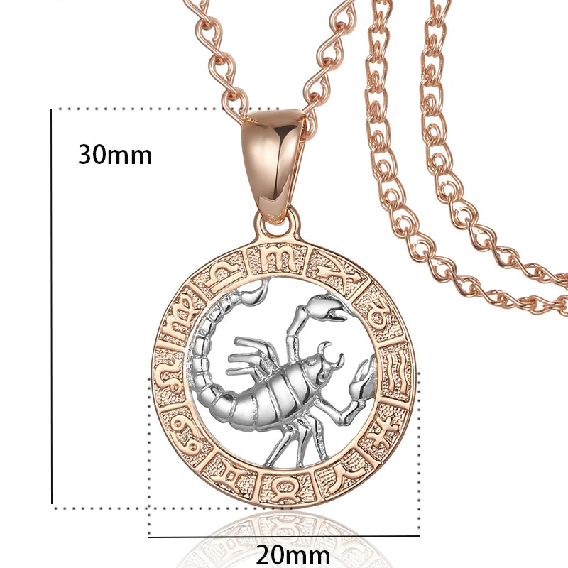 Cherub 12 Zodiac Sign 585 Gold Color Constellation Rose Pendants