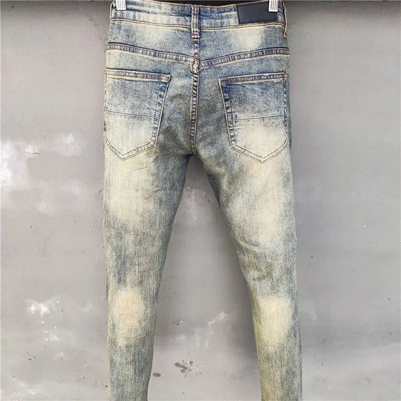 Cherub High Quality Men denim Jeans Patch star Fashion Versatile Ripped Jeans
