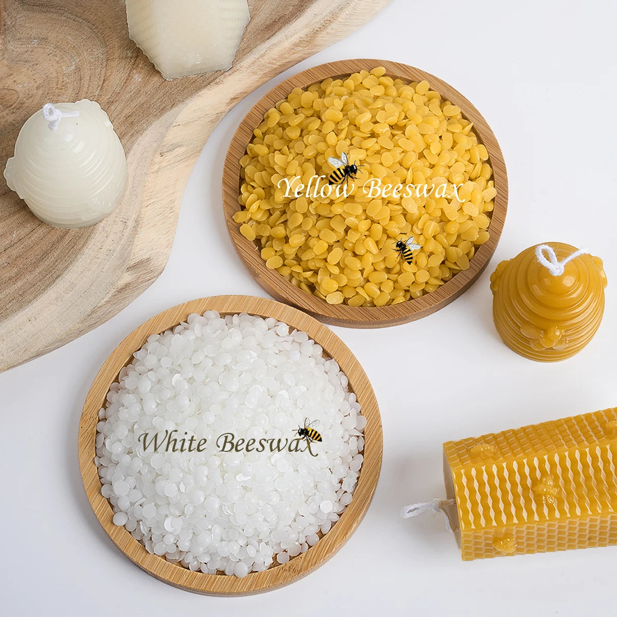1LB Natural Yellow Beeswax White Beeswax DIY Handmade Soy Wax Candle Making Supplies Wax Raw Material Odorless Particles BeesWax