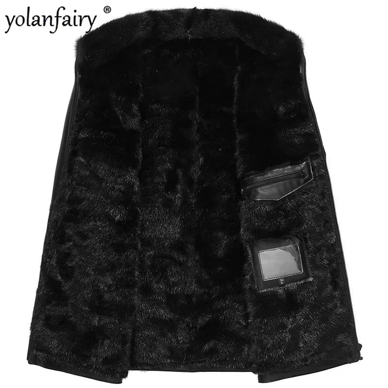 New Genuine Leather and Fur Jacket Men 2025 Winter Mink Inner Men's Winter Sheepskin Mink Natural Fur Coat