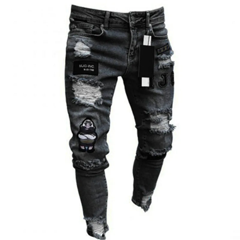 Mens Black Jeans Slim Fit Quality Gray Casual Male Jeans Pants Skinny Fit Men Pants Hip Hop Urbanwear Cotton Denim Trousers