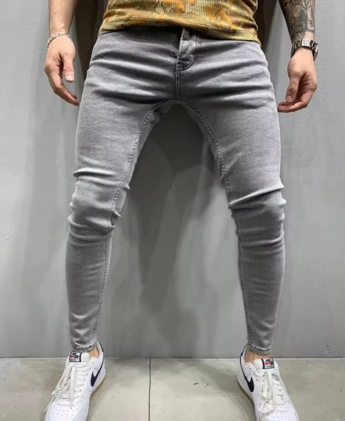 Mens Black Jeans Slim Fit Quality Gray Casual Male Jeans Pants Skinny Fit Men Pants Hip Hop Urbanwear Cotton Denim Trousers