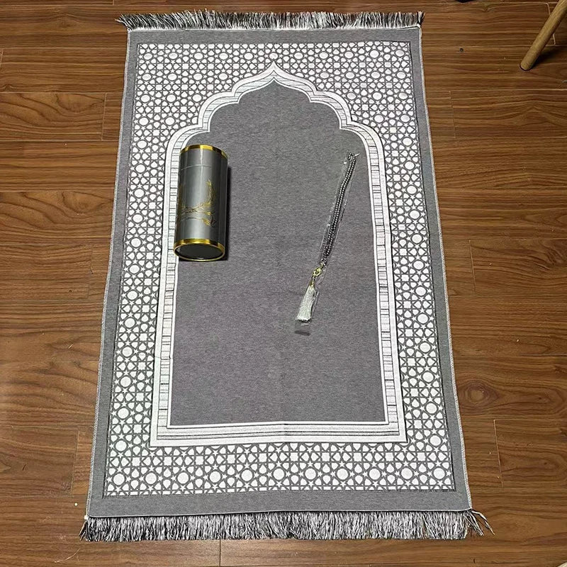 3pcs/set Muslim Prayer Mat Set Middle East Prayer Rug Prayer Beads Travel Worship Blanket Set Ramadan Gifts Islamic Sejadah