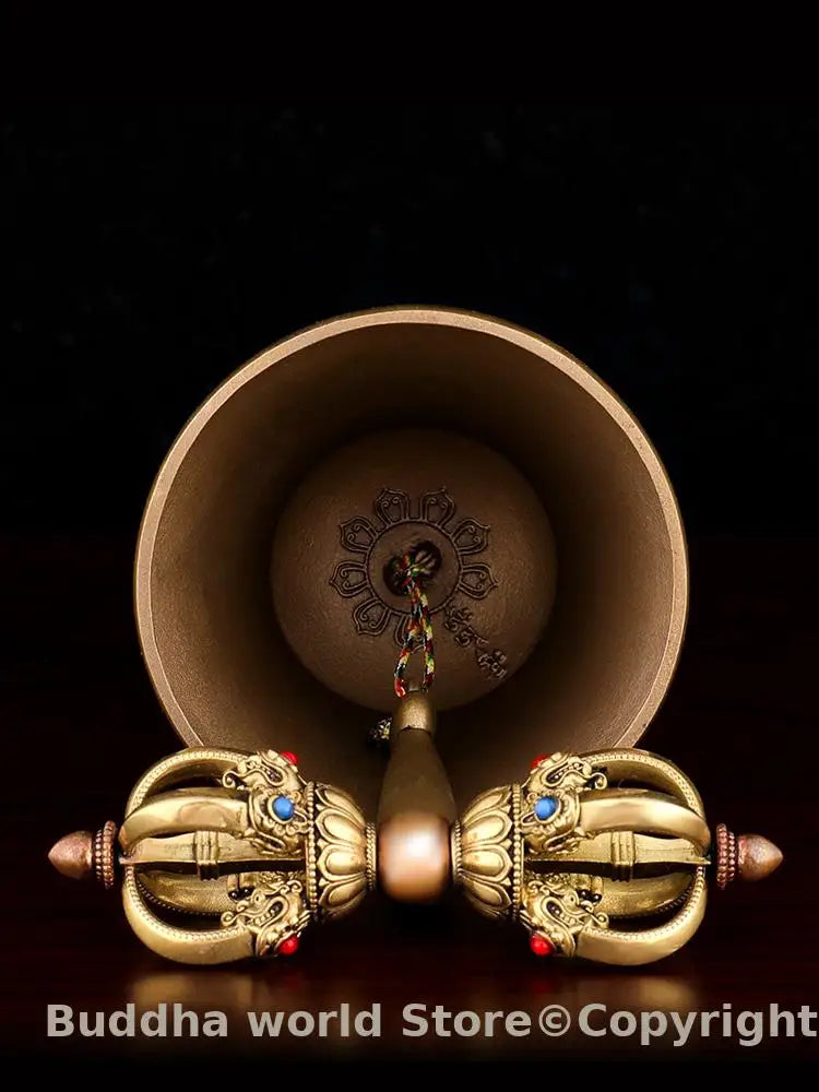 Buddhism Item TOP quality Vajra Vajra bell Use For Prayer tool/ Exorcism Efficacious protection Auspicious Symbols mantra Warp