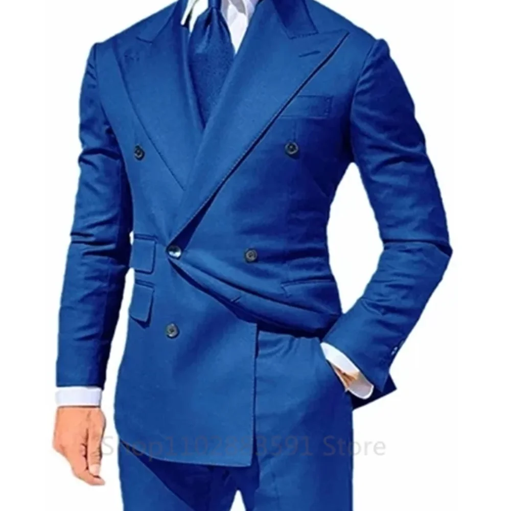 New Formal Men's Suits Notched Lapel 2 Pieces Blazer and Pants Set Elegant Tuxedo Set for Wedding Business Summer Beach