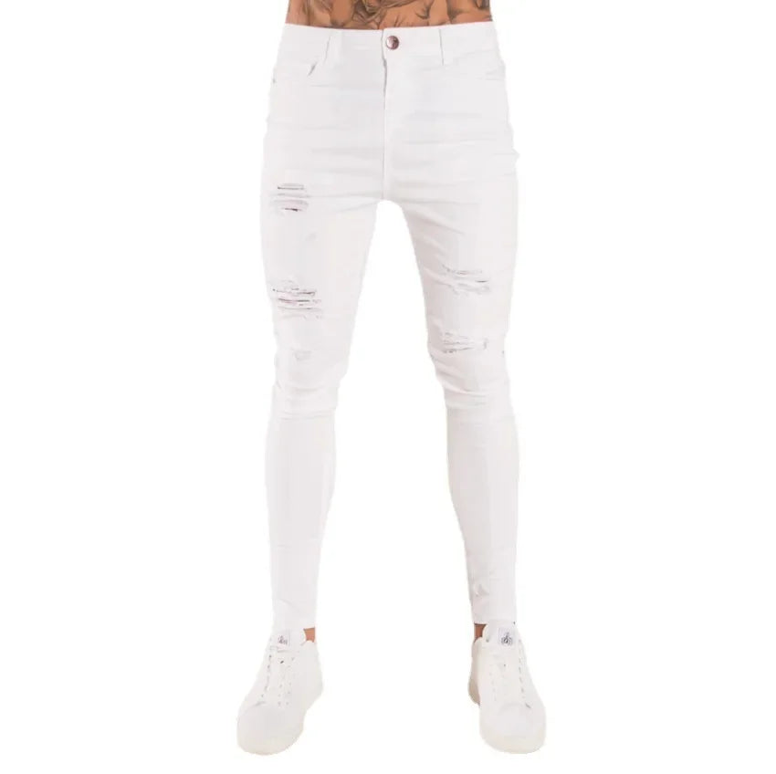 Ripped Jeans Men Stretch Skinny Grey Blue Black Hip Hop Denim Trousers Urban wear Casual Slim Fit Jeans for Men Jogging jean