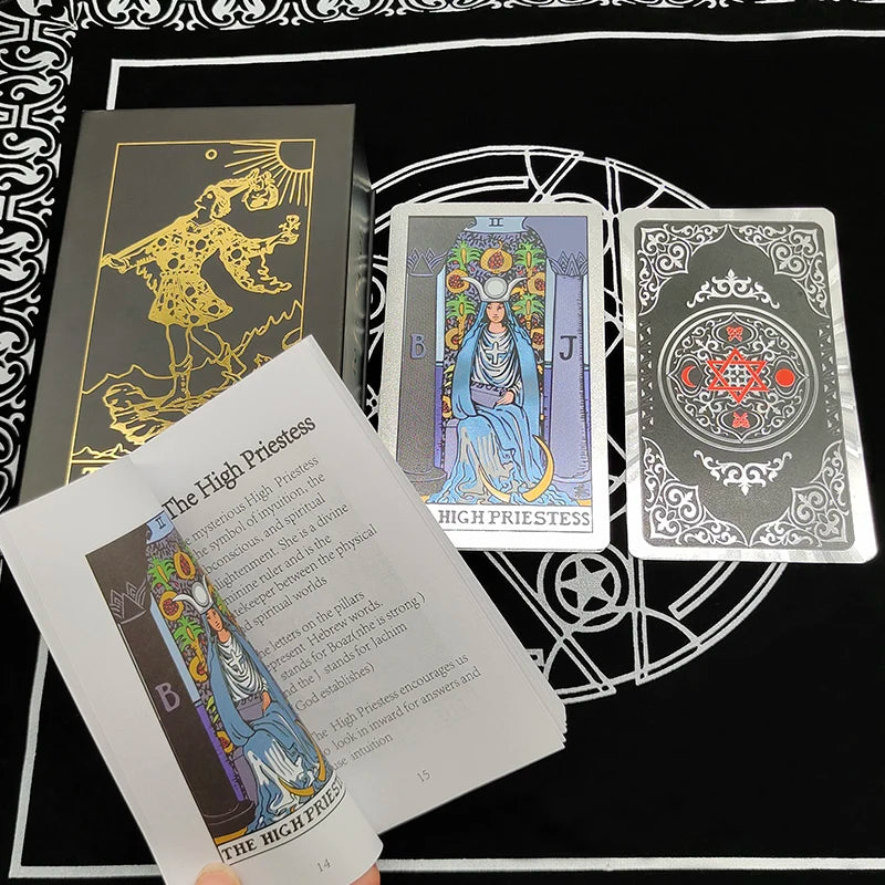 Gold Foil Tarot Plastic Cards Rose Pink Oracle Waterproof Card Deck Mysterious Board Game Divination Cards