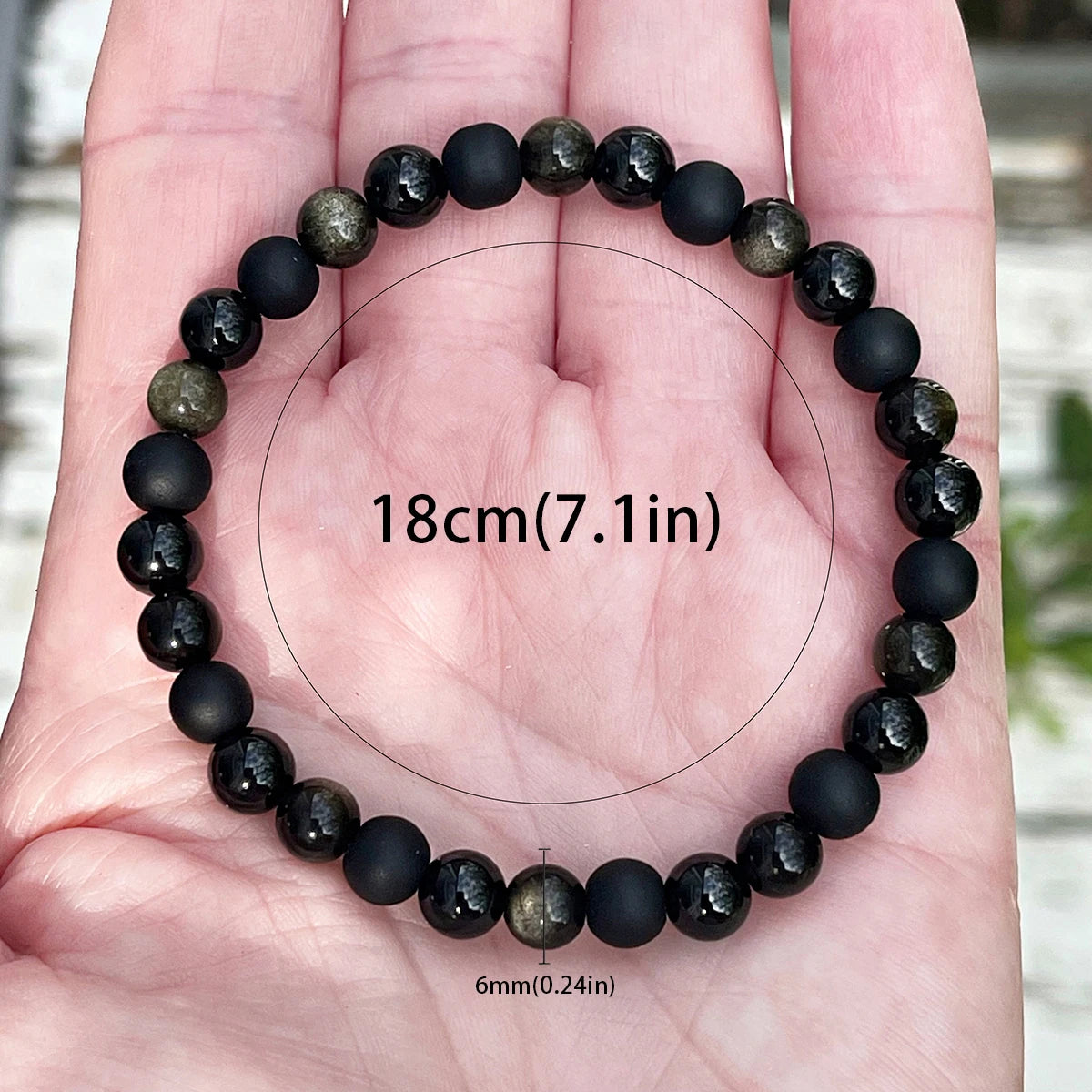 Triple Protection Bracelet, Black Natural stone bracelet, Golden obsidian Bracelet,，Adjustable beaded bracelet，1pc