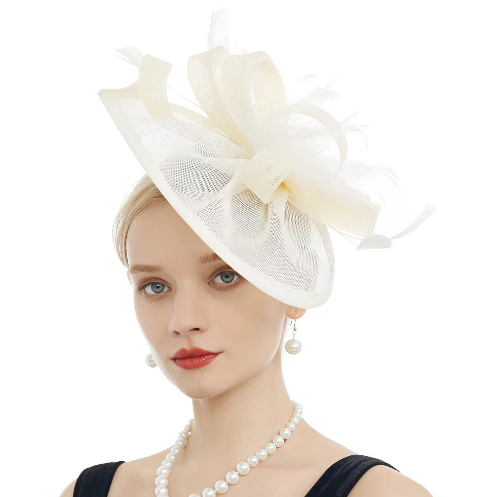 Cherub New Charming Fascinators Feather Church/Wedding Drop Mesh Hat Flower Cocktail Tea Party Hat