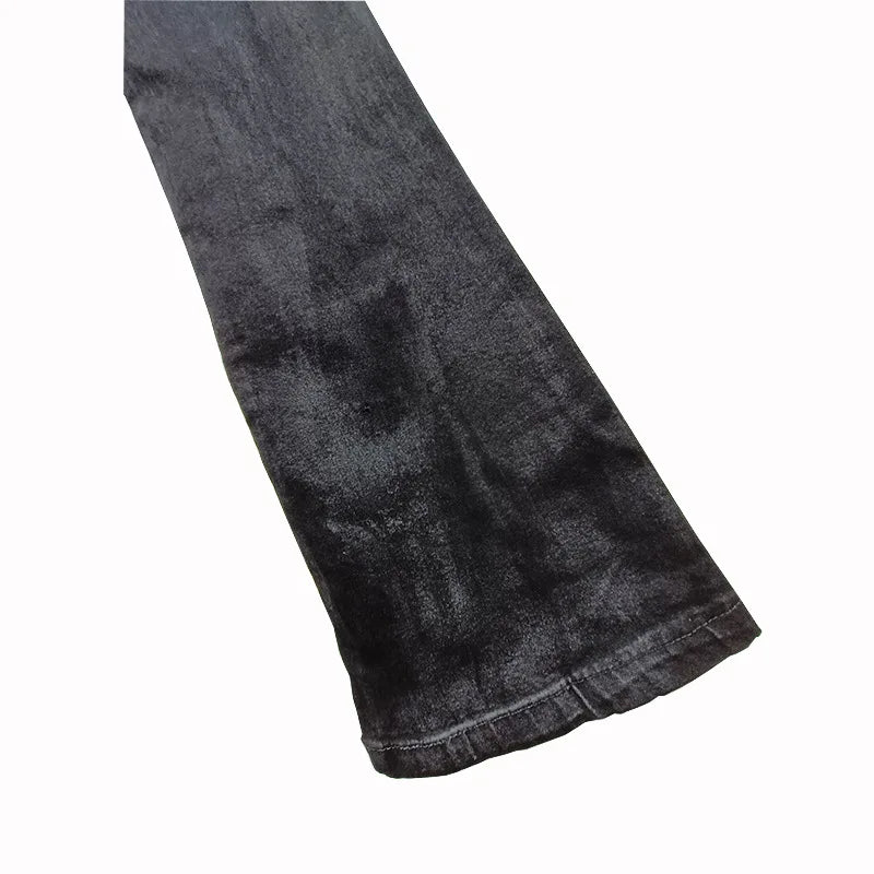 Men‘ Owen's Seak Oil wax Jeans Classic Denim Urban Rock Coated Casual Flared Trousers High Street Solid Designer luxury Pants