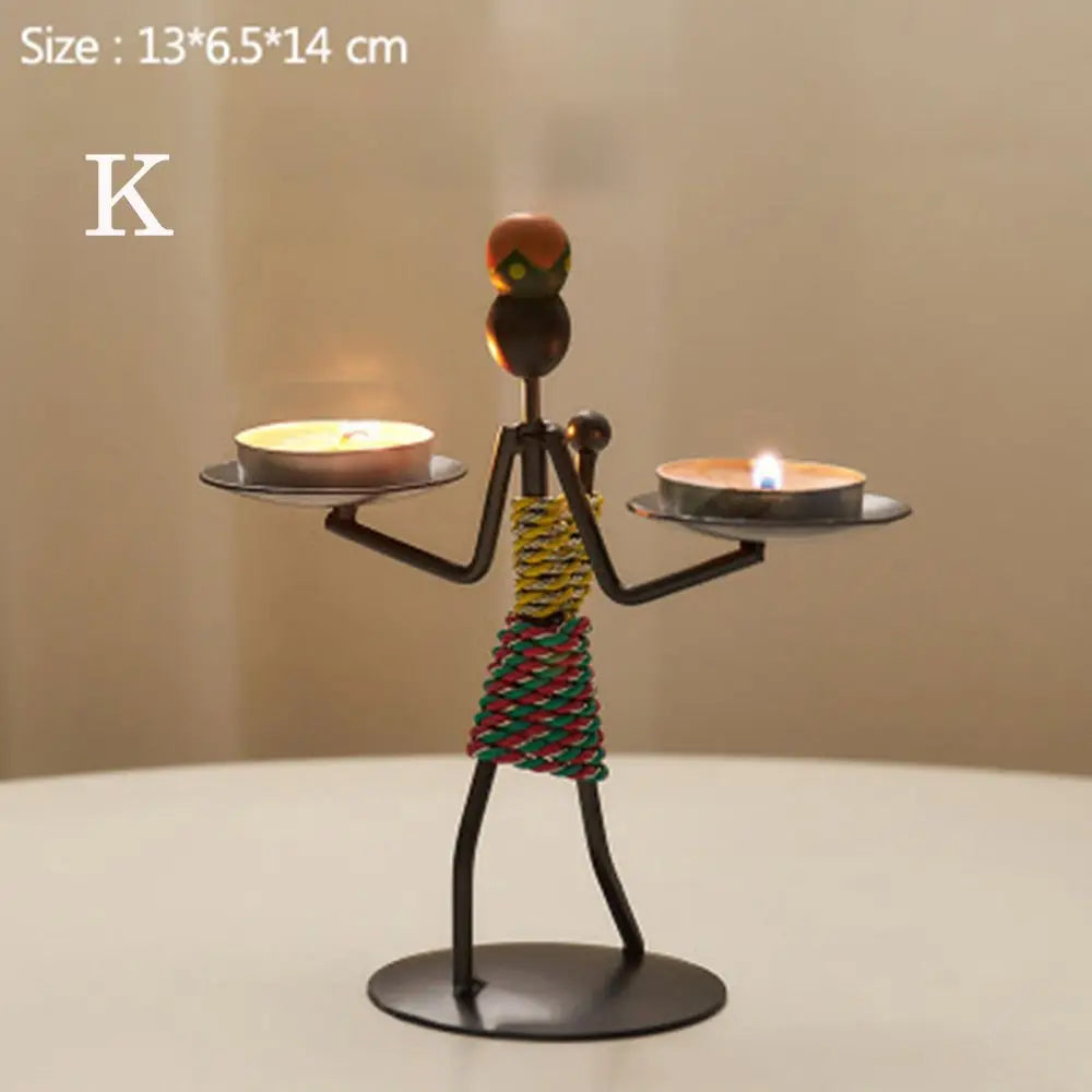 Candlestick Holder 1 PCS Creative Abstract(Afro)Character Sculpture Exquisite Candle Stand For Prayer Homes/ Businesses