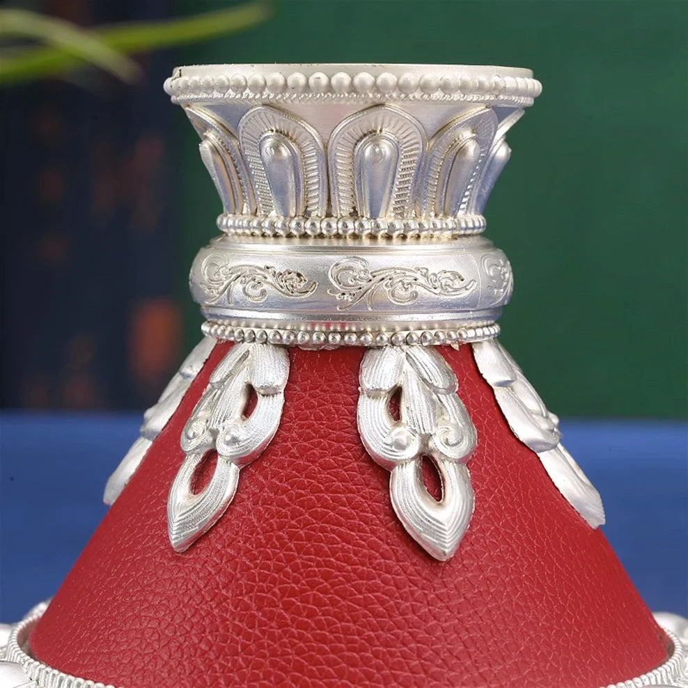 Gold/Silver Hand Crank Prayer Wheel Base Large Tantric Prayer Wheel Alloy Lotus Base Religious Ornaments