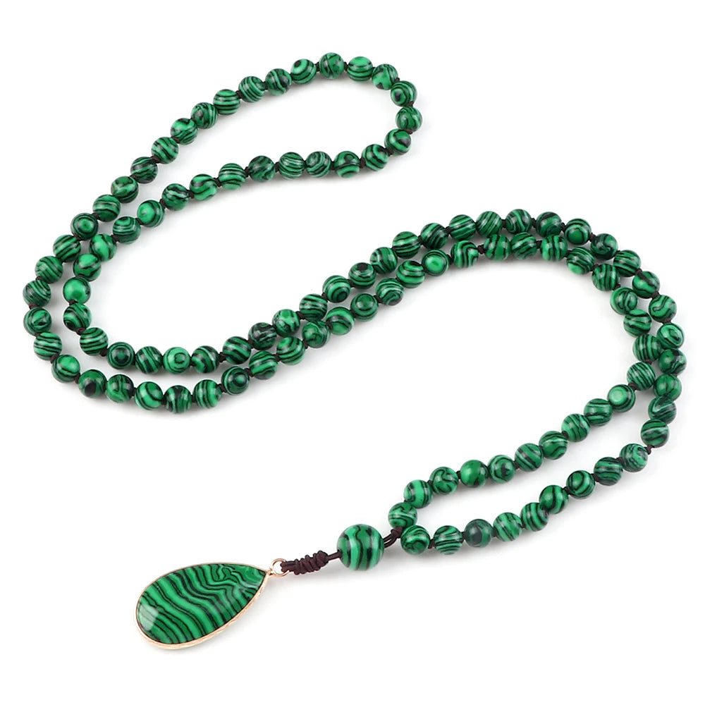 Men 108 Mala Beads Necklaces 6mm Natural Tiger Eye Stone Onyx Beads Prayer Necklace Drop Pendant Women Yoga Jewelry Gift
