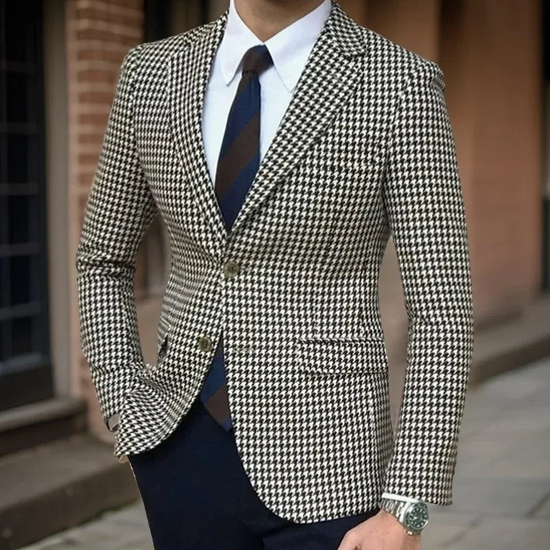 Plaid Men Suit Jacke Cherub Styles for Wedding Tuxedo Houndstooth Blazer 1 Pc American Style Notch Style Check Fashion Suit 2025