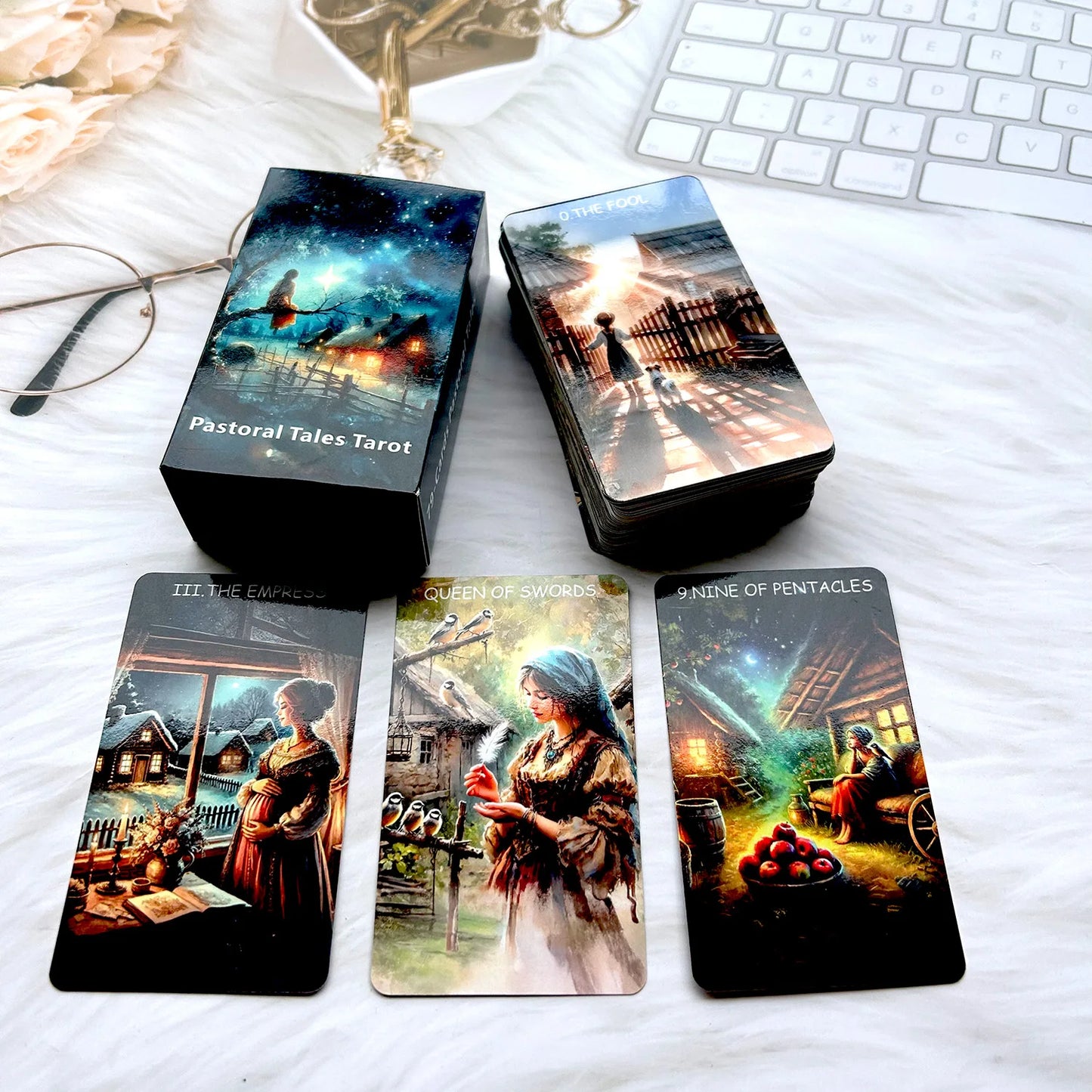 78PCS 70*120mm Tarot English PDF Guide Double-sided Film Scratch-Proof Divination Rune Board Game