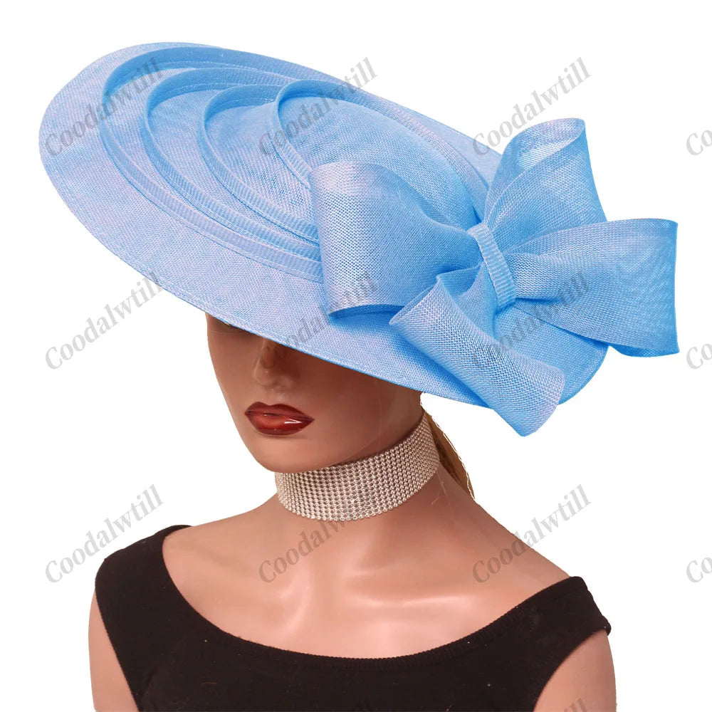 Cherub Church/Wedding %Derby Big Fascinator Hat Women Party Veils Headpeice With Bow New Fashion Lady Royal Ascot Large Cap Headband