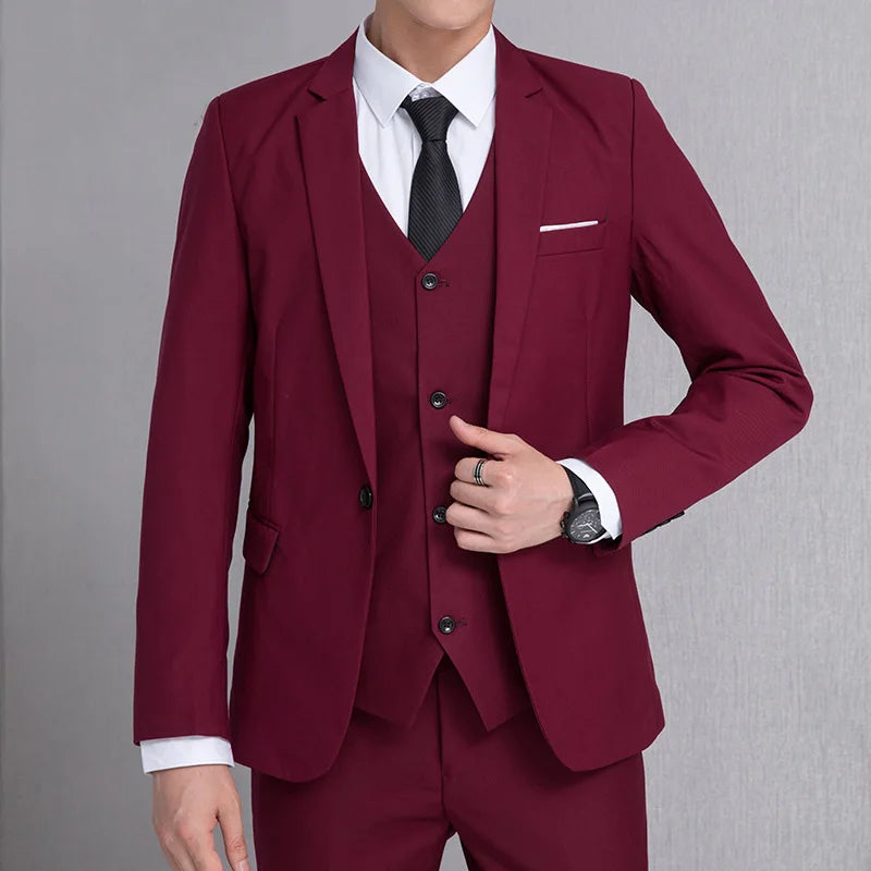 Men Suit Coat Fashion Solid Color Turn Down Collar Male Outerwear Single-breasted Long Sleeve Business Versatile Man Jacket