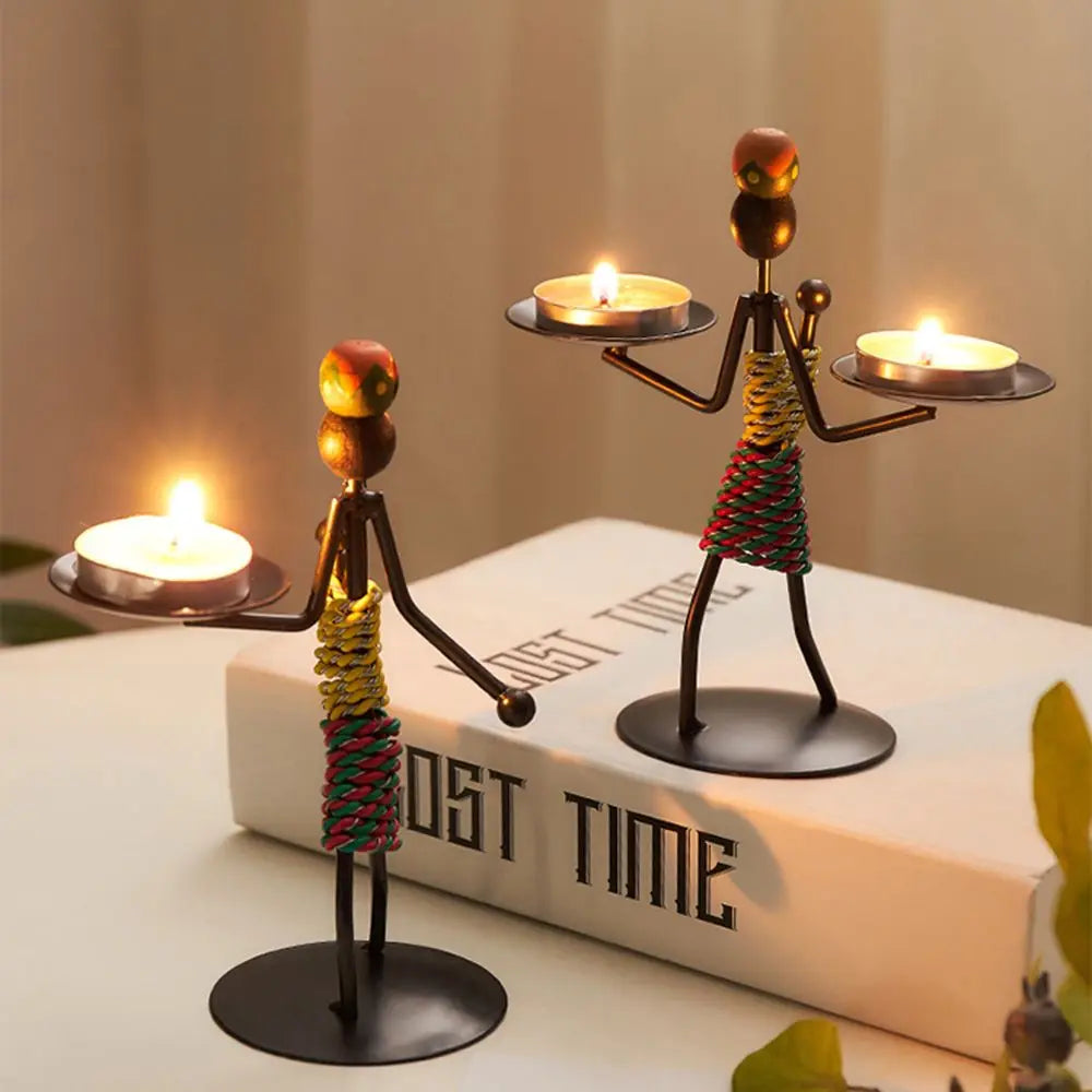 Candlestick Holder 1 PCS Creative Abstract(Afro)Character Sculpture Exquisite Candle Stand For Prayer Homes/ Businesses
