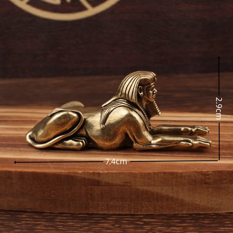 Retro Brass Egypt Sphinx Statue Small Ornaments Brass Guardian Figurines Desktop Decorations Home Decor Accessories