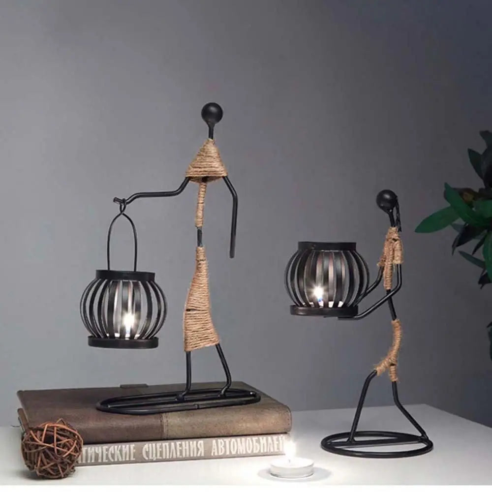 Candlestick Holder 1 PCS Creative Abstract(Afro)Character Sculpture Exquisite Candle Stand For Prayer Homes/ Businesses