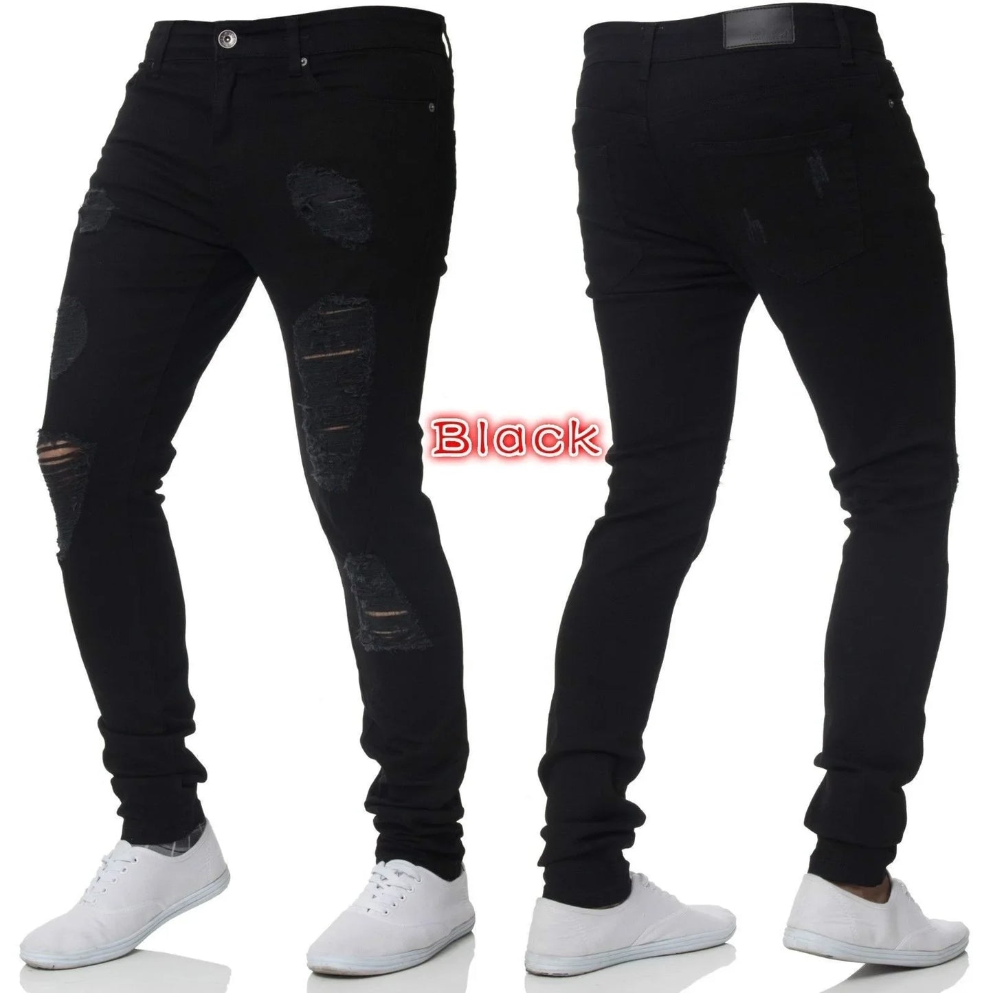 Ripped Jeans Men Stretch Skinny Grey Blue Black Hip Hop Denim Trousers Urban wear Casual Slim Fit Jeans for Men Jogging jean
