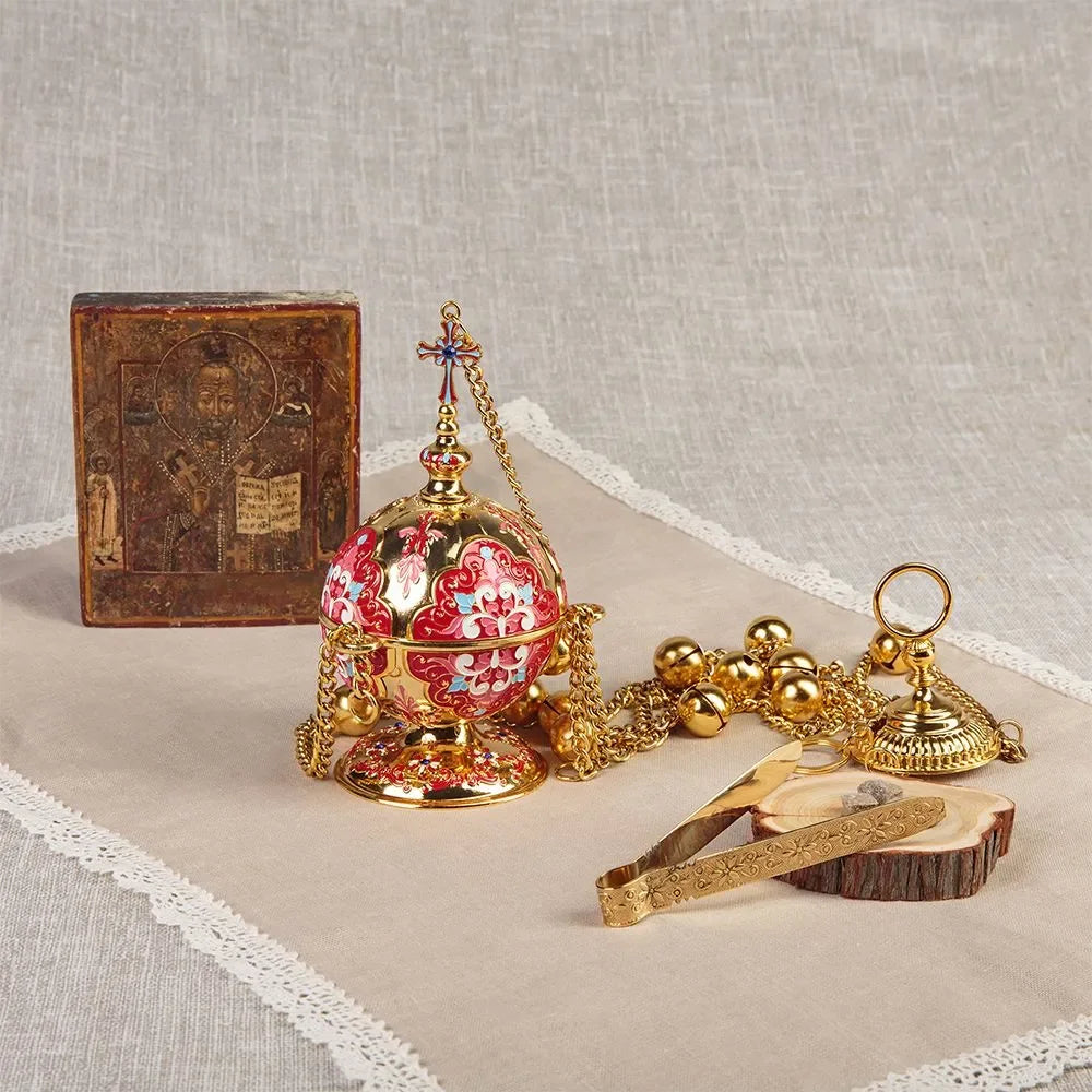 HTISOK Orthodox Incense Burner and Wall Hook Set Religion Gift & Decor Church Incense Burner Supplier Home Censer Decoration