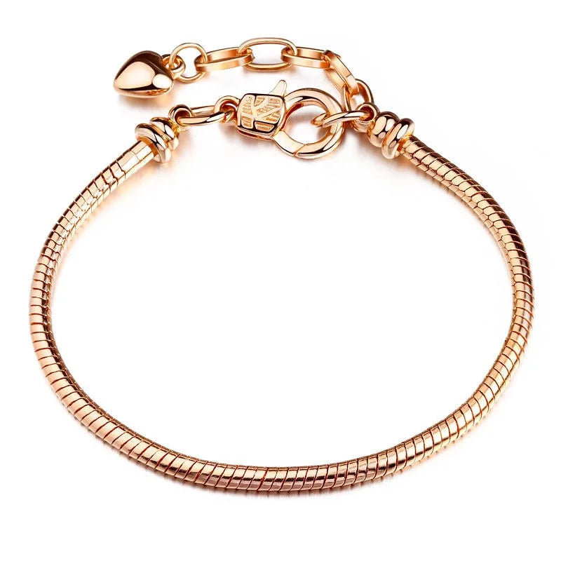 TOGORY Concentric Knot Snake Bone Chain Fit Original DIY Beads Charm Bracelet Bangles For Women Jewelry Making Gift Dropshipping