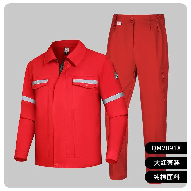 Cotton Summer Workwear With Printed Men's Long Sleeved Thin Suit For Workshop Workers Electrical And Mechanical Welding Fixtures