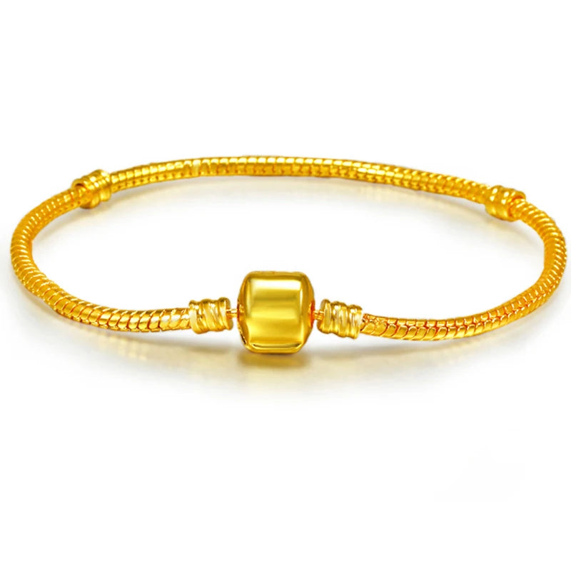 TOGORY Concentric Knot Snake Bone Chain Fit Original DIY Beads Charm Bracelet Bangles For Women Jewelry Making Gift Dropshipping
