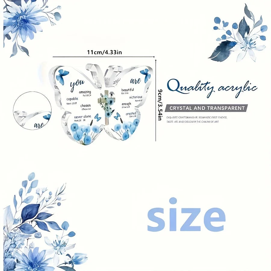 1pc, Acrylic Butterfly Prayer Decorations with Bible Verses - Christian Gifts for Women, Religious Keepsake for Mothers