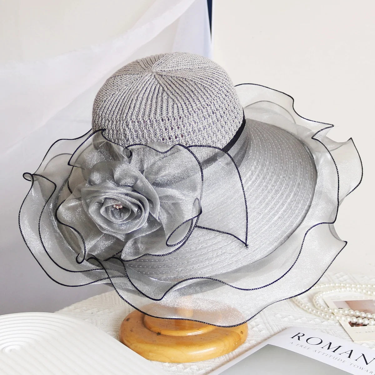 Cherub Elegant Summer Women's Church Woven Sun Hat Breathable/Foldable Design