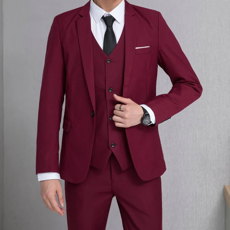 Men Suit Coat Fashion Solid Color Turn Down Collar Male Outerwear Single-breasted Long Sleeve Business Versatile Man Jacket